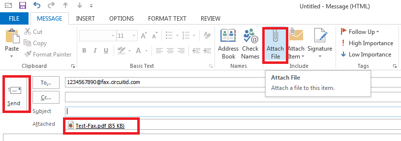 Attach and Send Fax