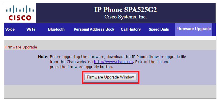 Firmware Upgrade Window