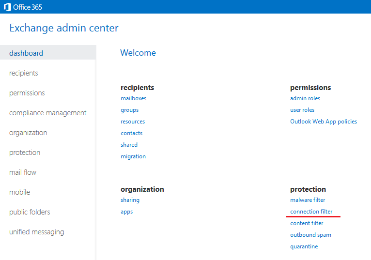 How to Add IPs to Office 365 Exchange Online Connection Filtering